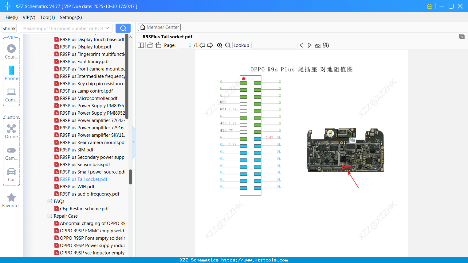 OPPO R9SPlus Tail Socket